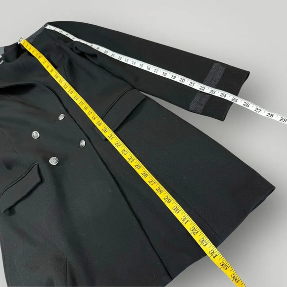 White House Black Market Military Double Breast Trench Coat Lined Size L Black - Picture 15 of 16